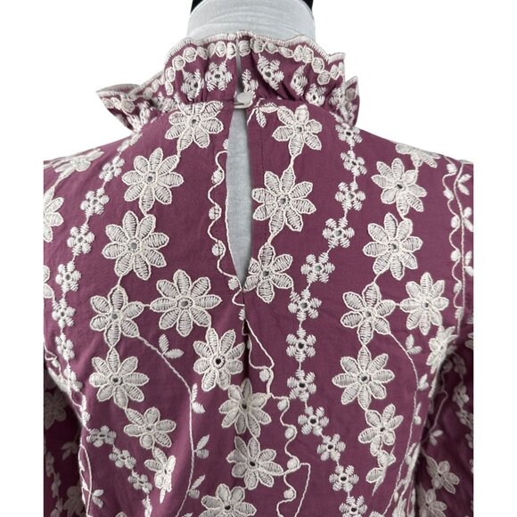 Floral Embroidered Blouse - Purple - Picture 6 of 12